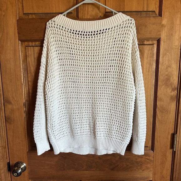 Express Cream Cable & Open-Stitch Scoop-Neck Sweater Size medium new - Picture 5 of 6